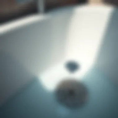 Illustration of bathtub drain with water leakage