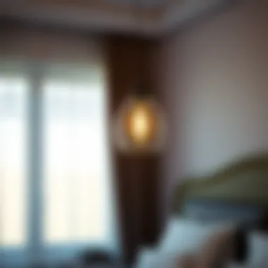 Chic Pendant Lighting Unique pendant light hanging above a nightstand