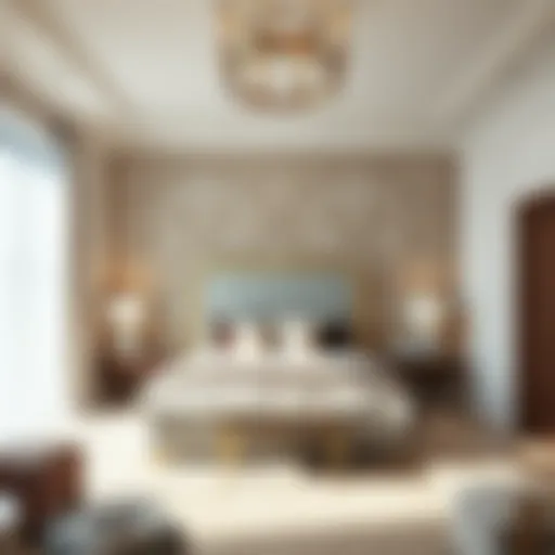 Elegant pattern created with wall stencils in a serene bedroom setting