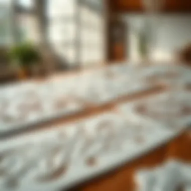 Close-up of different stencil designs laid out on a table