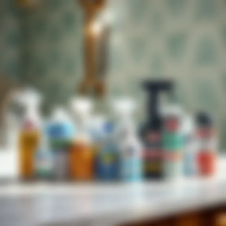 An array of sealant products displayed on a bathroom countertop, highlighting various types.