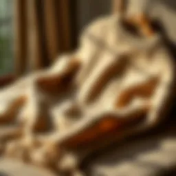A luxurious wool sweater draped elegantly over a soft surface
